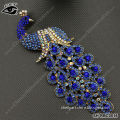 Peafowl Rhinestone design brooches royal blue color for lady dress